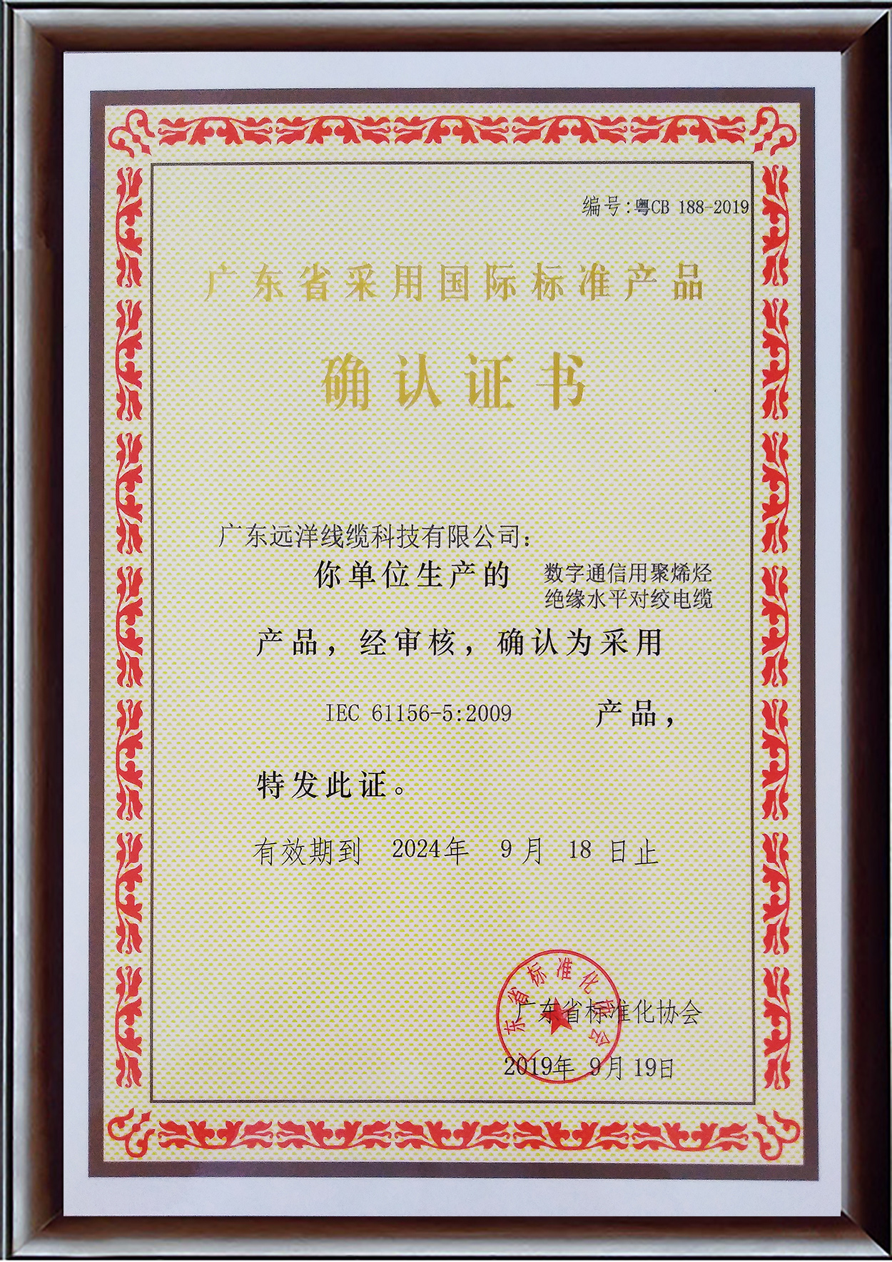 国际标准产品确认证书